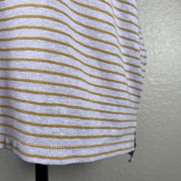 Madewell Sz M Stripe Linen Blend U-Scoop Short Sleeve Tee Distant Lavender ND798 - Picture 3 of 12